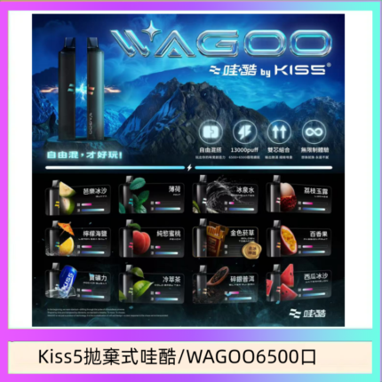 WAGOO哇酷Kiss5 6500口拋棄式 | 自由混搭雙口味 | 雙芯組合