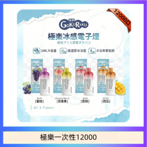 【8種口味】極楽 12000口一次性電子煙|超大容量 |口感絲滑|新品